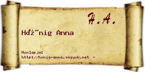 Hönig Anna névjegykártya
